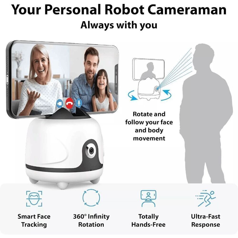 Auto Face Tracking Tripod Holder 360° Rotation Face Body Phone Camera Mounted